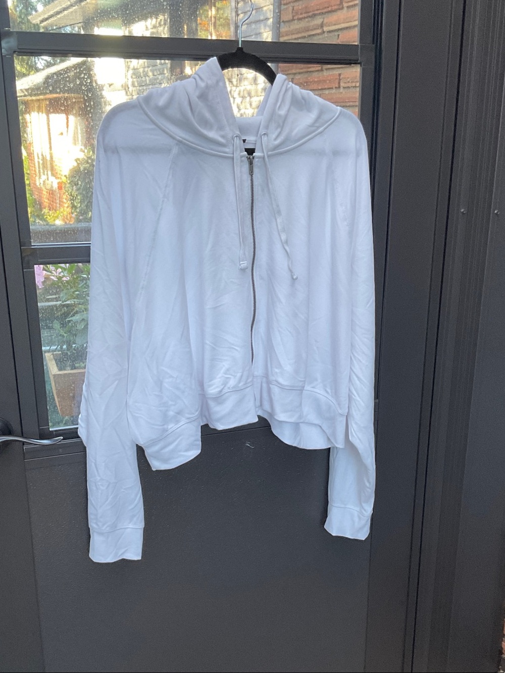 torrid White Zip-Up Hoodie with Drawstring Hood